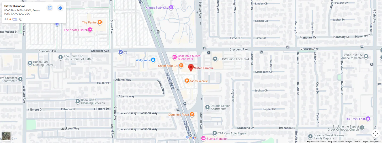 Location, 8560 Beach Blvd #101, Buena Park, CA 90620, United States